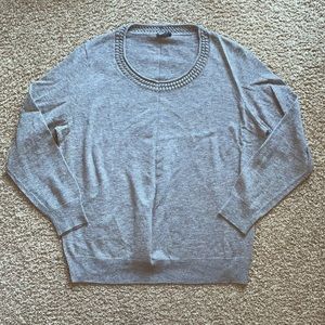 Lafayette 148 Gray Merino Wool Scoop Neck Sweater Sz XL